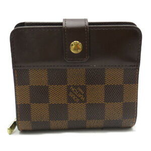 Louis Vuitton Compact Zip Round Wallet Canvas Leather Damier Brown